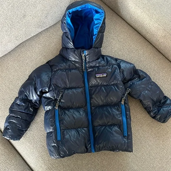Patagonia Kids Puffer Jacket - Black and Blue - Picture 1 of 6